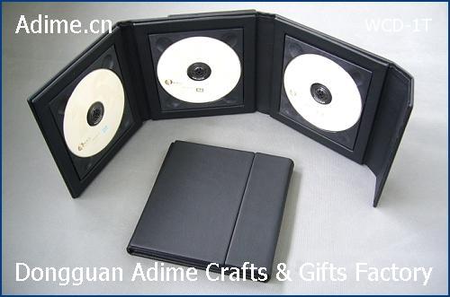 Triple CD DVD Case Leather